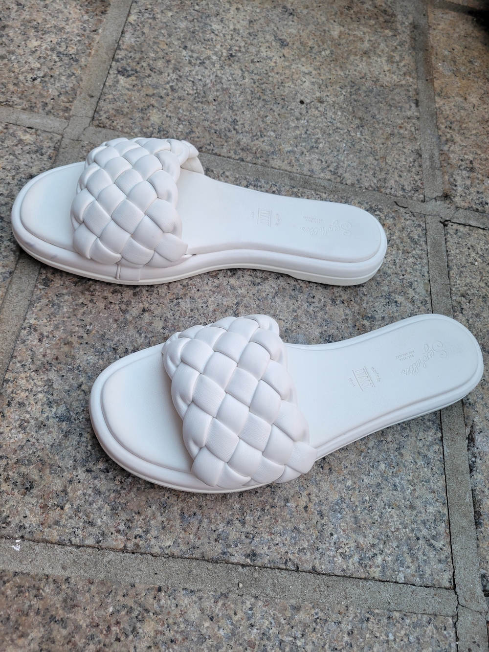 Seychelles Made in Italy Woven Slide Sandals | White Resort Chic | Size 10
